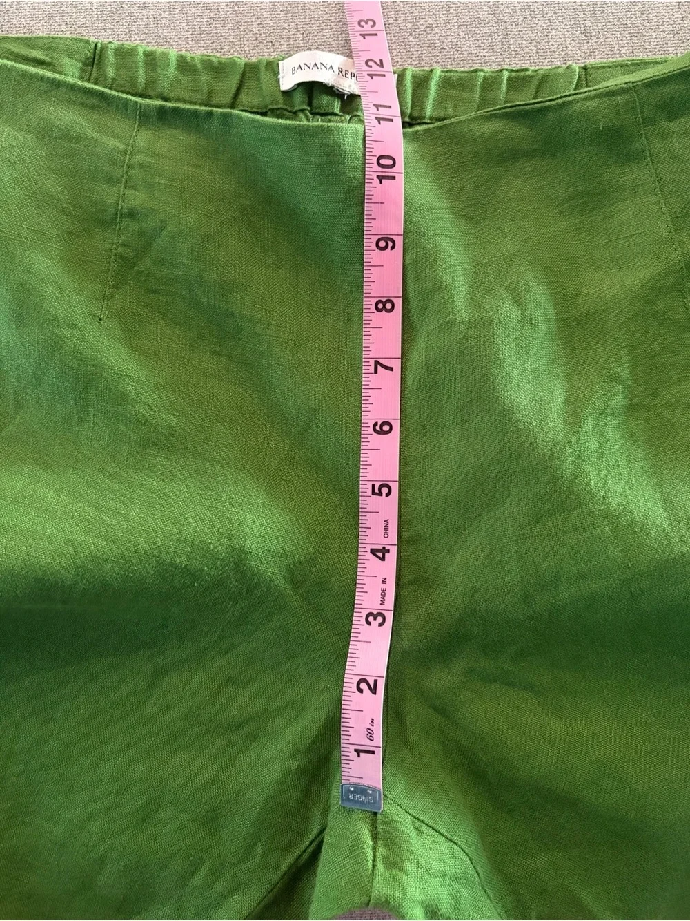 Banana Republic Mid-Rise Kick-Flare 100% Linen Ankle Pant Size 14 Green
